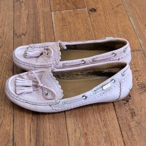 Coach Olympia Tassle Light Pink Leather Tassel Moccasin Flats